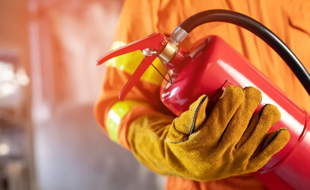 Ilustrasi sebuah rumah yang dilindungi oleh payung asuransi dari api.