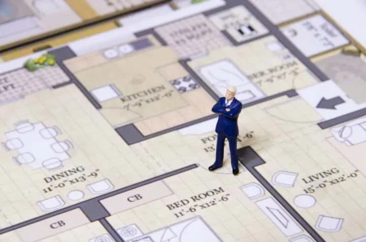 Contoh denah apartemen tipe 1K di Jepang.