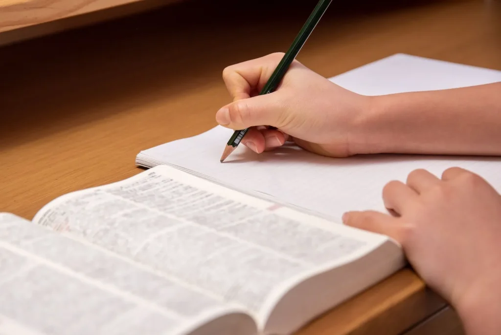 Contoh kalimat dengan pola 'koto ga dekimasu'.