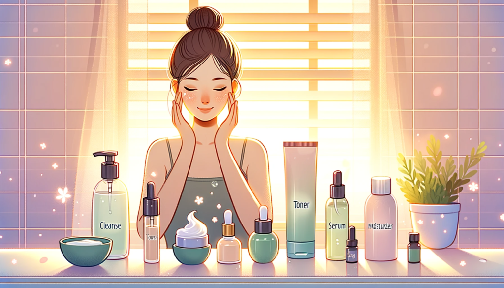 Rangkaian produk skincare yang tertata rapi di meja rias.